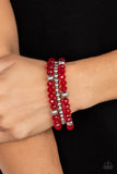 Prismatic Perceptions - Red Bracelet - Paparazzi Accessories Bracelet Bedazzle Me Pretty Mobile Fashion Boutique
