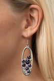 Prismatic Poker Face - Purple Earrings - Paparazzi Accessories Earrings Bedazzle Me Pretty Mobile Fashion Boutique