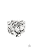 Prismatically Petunia - White Ring - Paparazzi Accessories Ring Bedazzle Me Pretty Mobile Fashion Boutique