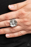 Prismatically Petunia - White Ring - Paparazzi Accessories Ring Bedazzle Me Pretty Mobile Fashion Boutique