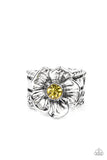 Prismatically Petunia - Yellow Ring - Paparazzi Accessories Ring Bedazzle Me Pretty Mobile Fashion Boutique