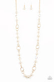 Prized Pearls - Gold Necklace - Paparazzi Accessories Necklace Bedazzle Me Pretty Mobile Fashion Boutique