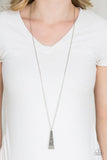 Prized Pendulum - Silver Necklace - Paparazzi Accessories Necklace Bedazzle Me Pretty Mobile Fashion Boutique