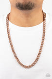 Pro League - Copper Mens Necklace - Paparazzi Accessories Mens Necklace Bedazzle Me Pretty Mobile Fashion Boutique