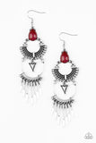Progressively Pioneer - Red Earrings - Paparazzi Accessories Earrings Bedazzle Me Pretty Mobile Fashion Boutique