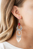 Progressively Pioneer - Red Earrings - Paparazzi Accessories Earrings Bedazzle Me Pretty Mobile Fashion Boutique