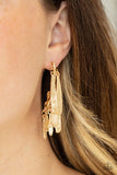 Pursuing The Plumes - Gold Post Earrings - Paparazzi Accessories Post Earrings Bedazzle Me Pretty Mobile Fashion Boutique