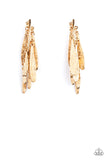 Pursuing The Plumes - Gold Post Earrings - Paparazzi Accessories Post Earrings Bedazzle Me Pretty Mobile Fashion Boutique