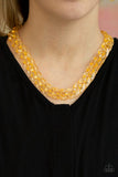 Put It On Ice - Gold Necklace - Paparazzi Accessories Necklace Bedazzle Me Pretty Mobile Fashion Boutique