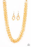 Put It On Ice - Gold Necklace - Paparazzi Accessories Necklace Bedazzle Me Pretty Mobile Fashion Boutique