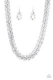Put It On Ice - Silver Necklace - Paparazzi Accessories Necklace Bedazzle Me Pretty Mobile Fashion Boutique