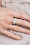 Put On The Blinders! - White Ring - Paparazzi Accessories Ring Bedazzle Me Pretty Mobile Fashion Boutique