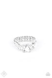 Put On The Blinders! - White Ring - Paparazzi Accessories Ring Bedazzle Me Pretty Mobile Fashion Boutique