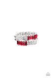 Put Them in Check - Red Ring - Paparazzi Accessories Ring Bedazzle Me Pretty Mobile Fashion Boutique