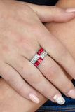 Put Them in Check - Red Ring - Paparazzi Accessories Ring Bedazzle Me Pretty Mobile Fashion Boutique