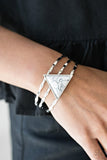 Put Up A FRONTIER - White Bracelet - Paparazzi Accessories Bracelet Bedazzle Me Pretty Mobile Fashion Boutique
