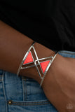 Pyramid Palace - Red Bracelet - Paparazzi Accessories Bracelet Bedazzle Me Pretty Mobile Fashion Boutique