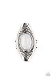 Pyramid Passage - White Ring - Paparazzi Accessories Ring Bedazzle Me Pretty Mobile Fashion Boutique