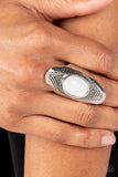 Pyramid Passage - White Ring - Paparazzi Accessories Ring Bedazzle Me Pretty Mobile Fashion Boutique