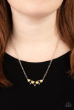 Pyramid Prowl - Yellow Necklace - Paparazzi Accessories Necklace Bedazzle Me Pretty Mobile Fashion Boutique
