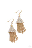 Pyramid SHEEN - Gold Earrings - Paparazzi Accessories Earrings Bedazzle Me Pretty Mobile Fashion Boutique