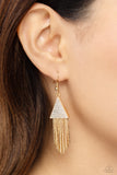 Pyramid SHEEN - Gold Earrings - Paparazzi Accessories Earrings Bedazzle Me Pretty Mobile Fashion Boutique