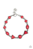 Quarry Quarrel - Red Bracelet - Paparazzi Accessories Bracelet Bedazzle Me Pretty Mobile Fashion Boutique