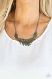 Queen of the QUILL - Brass Necklace - Paparazzi Accessories Necklace Bedazzle Me Pretty Mobile Fashion Boutique