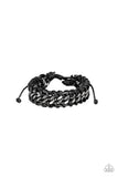 Racer Edge - Black Bracelet - Paparazzi Accessories Bracelet Bedazzle Me Pretty Mobile Fashion Boutique