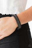 Racer Edge - Black Bracelet - Paparazzi Accessories Bracelet Bedazzle Me Pretty Mobile Fashion Boutique