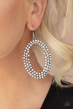 Radical Razzle - White Earrings - Paparazzi Accessories Earrings Bedazzle Me Pretty Mobile Fashion Boutique