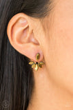 Radical Refinement - Brass Earrings - Paparazzi Accessories Earrings Bedazzle Me Pretty Mobile Fashion Boutique