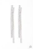 Radio Waves - White Earrings - Paparazzi Accessories Earrings Bedazzle Me Pretty Mobile Fashion Boutique