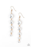 Raining Rhinestones - Gold Earrings - Paparazzi Accessories Earrings Bedazzle Me Pretty Mobile Fashion Boutique