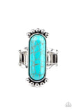 Ranch Relic - Blue Ring - Paparazzi Accessories Ring Bedazzle Me Pretty Mobile Fashion Boutique