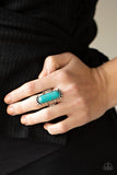 Ranch Relic - Blue Ring - Paparazzi Accessories Ring Bedazzle Me Pretty Mobile Fashion Boutique
