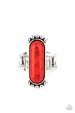 Ranch Relic - Red Ring - Paparazzi Accessories Ring Bedazzle Me Pretty Mobile Fashion Boutique