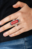 Ranch Relic - Red Ring - Paparazzi Accessories Ring Bedazzle Me Pretty Mobile Fashion Boutique