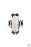 Ranch Relic - White Ring - Paparazzi Accessories Ring Bedazzle Me Pretty Mobile Fashion Boutique