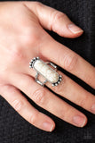 Ranch Relic - White Ring - Paparazzi Accessories Ring Bedazzle Me Pretty Mobile Fashion Boutique