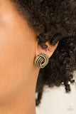 Rare Refinement - Brass Earrings - Paparazzi Accessories Earrings Bedazzle Me Pretty Mobile Fashion Boutique