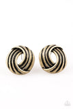 Rare Refinement - Brass Earrings - Paparazzi Accessories Earrings Bedazzle Me Pretty Mobile Fashion Boutique