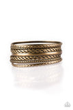 Rattle and Roll - Brass Bracelet - Paparazzi Accessories Bracelet Bedazzle Me Pretty Mobile Fashion Boutique