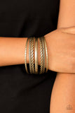 Rattle and Roll - Brass Bracelet - Paparazzi Accessories Bracelet Bedazzle Me Pretty Mobile Fashion Boutique