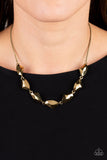 Raw Rapture - Brass Necklace - Paparazzi Accessories Necklace Bedazzle Me Pretty Mobile Fashion Boutique