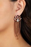 Reach for the SKYSCRAPERS - Copper Post Earrings - Paparazzi Accessories Post Earrings Bedazzle Me Pretty Mobile Fashion Boutique