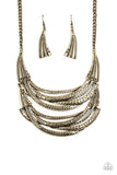 Read Between The VINES - Brass Necklace - Paparazzi Accessories Necklace Bedazzle Me Pretty Mobile Fashion Boutique