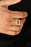 Really Retro - Brass Ring - Paparazzi Accessories Ring Bedazzle Me Pretty Mobile Fashion Boutique