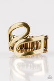 Really Retro - Brass Ring - Paparazzi Accessories Ring Bedazzle Me Pretty Mobile Fashion Boutique