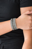 Really Rock Band - White Bracelet - Paparazzi Accessories Bracelet Bedazzle Me Pretty Mobile Fashion Boutique
